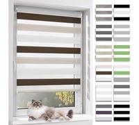 BelleMax Store Enrouleur Jour Nuit,Tissu Double,Rideau sans Perçage,Translucide Occultant Protection Vie privée,pour Fenêtre et Porte,(Largeur du Tissu 45 cm),Blanc-Beige-Marron,45l x 140L cm