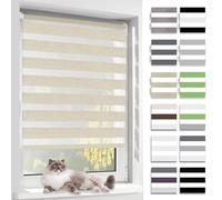 BelleMax Store Enrouleur Jour Nuit,Tissu Double,Rideau sans Perçage,Translucide Occultant Protection Vie privée,pour Fenêtre et Porte,(Largeur du Tissu 85 cm),Lin,85l x 200L cm