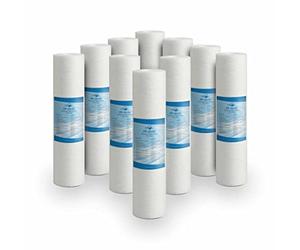 Bellerofonte Filtre sédiments 10 pouces 25 microns en polypropylène. Élimine le sable, le limon, les particules de rouille et les impuretés en suspension jusqu'à 25 microns 10 pièces
