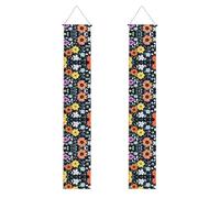 Belles bannières de porche imprimées de fleurs colorées, bannières décoratives à suspendre, adaptées pour les décorations de fête en intérieur et en extérieur.