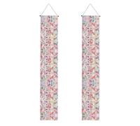 Belles bannières de porte d'Halloween à imprimé floral rose, bannières de porche pour porte d'entrée, décorations intérieures et extérieures