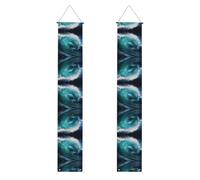 Belles bannières de porte d'Halloween imprimées de vagues de l'océan, bannières de porche pour porte d'entrée, décorations intérieures et extérieures