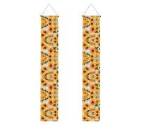 Belles bannières de porte d'Halloween imprimées tournesol, bannières de porche pour porte d'entrée, décorations intérieures et extérieures