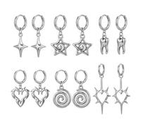 Belles boucles d ' oreilles incurvées ton argent rondes et breloque d ' amour de mode pour ses boucles d ' oreilles modernes