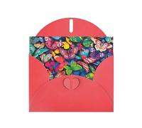 Belles cartes de vœux vierges à motif de papillons colorés pour anniversaires, Saint-Valentin, fêtes, mariages, 10,2 x 15,2 cm, enveloppe rouge