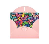 Belles cartes de vœux vierges à motif de papillons colorés pour anniversaires, Saint-Valentin, fêtes, mariages, 10,2 x 15,2 cm, enveloppe rose