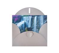 Belles cartes de vœux vierges bleues en forme de cascade hawaïenne pour anniversaires, Saint-Valentin, fêtes, mariages, 10,2 x 15,2 cm, enveloppe grise
