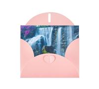 Belles cartes de vœux vierges bleues en forme de cascade hawaïenne pour anniversaires, Saint-Valentin, fêtes, mariages, 10,2 x 15,2 cm, enveloppe rose