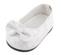 Belles chaussures plates à noeud papillon blanches pour vêtements de poupées américaines