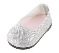 Belles Chaussures Plates À Petites Fleurs En Argent Pour Vêtements De Poupées Américaines