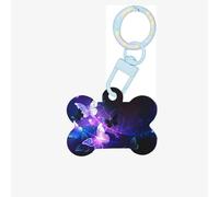 Belles décorations en acrylique pour chien avec impression papillon lumineuse, plaque d'identification personnalisée pour animal de compagnie, porte-clés en forme d'os
