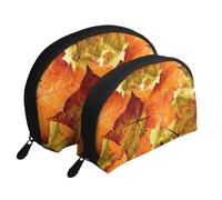 Belles Feuilles d'automne, Trousse de Maquillage Coquille Femme Petit Porte-Monnaie Trousse de Toilette Trousse à cosmétiques 2 pièces
