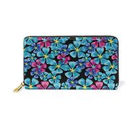 Belles Fleurs Fleurissent Lumineuses Portefeuille Zipper Long Bourse en Cuir Véritable avec Titulaire de la Carte de Crédit pour Téléphone Femmes Fille Hommes