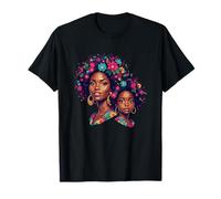 Belles Fleurs Noires pour Cheveux Afro Maman et Fille T-Shirt