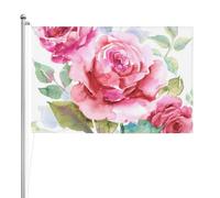 Belles fleurs Rose Fleur rose Floral,Drapeau de jardin, bannière décorative, drapeau double face, 2 x 3 pieds, pour extérieur et intérieur