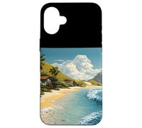 Belles Maisons de Plage avec Palmiers pour Les Amateurs de l'océan Coque pour iPhone 16 Plus