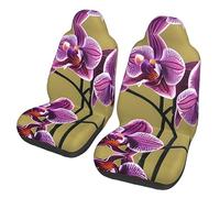 Belles orchidées Dua Sarung JOK Mobil,& Sarung JOK Mobil Depan, Cocok pour Sebagian Besar Mobil, SUV, Truk, Van, Dll.