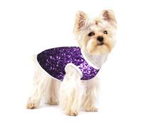 Belles Paillettes Violettes,T-Shirt sans Manches en Coton pour Animaux de Compagnie, Gilet Respirant, Extensible et Doux,M