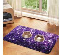 Belles Paillettes Violettes,Tapis d'alimentation pour Animaux de Compagnie, Sets de Table en Cuir PU pour Chats et Chiens,40x60cm