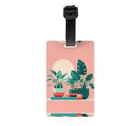 Belles plantes vertes en pot, étiquettes de bagages de voyage, sacs d'école amovibles pour enfants, porte-documents, étiquettes de sac de sport, étiquettes de confidentialité pour sac de golf