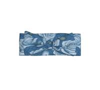 Belles roses sur fond bleu Bandeau nœud à motifs pour bébé, accessoire pour cheveux, adapté pour les nouveau-nés, les nourrissons et à porter au quotidien