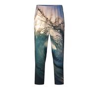 Belles vagues de l'océan Impression Doux Confortable Plaid Pantalon Pyjama Pantalon Réglable Confortable Style Loungewear, Noir , S