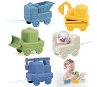 BelleStyle Jouet de Bain Bébé, 5 Véhicules Jeux de Bain sans Moisissures en Silicone, Jouets à Presser Sensoriels Jouets de Piscine Douche Jouets Flottants pour Enfants Tout-Petits 1 2 3 4 Ans