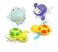BelleStyle Jouets de Bain Bebe, Jeux de Bain pour Bebe, 4 PCS Jouet Flottant Pingouin Tortue, Jeux Piscine Enfant pour 18+ Mois, Jouet de Bain Enfant, Baignoire Bébé Piscine Jouet