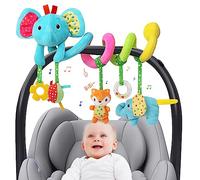BelleStyle Jouets D'éveil Bebe 0 3 6 Mois, Spirale D'activité Bebe, Jouet Poussette a Suspendre pour Berceau Landau Lit, Jouet de Peluche Hochets Cadeau pour Bebe Nourrissons Garçon Fille - Éléphant