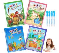 BelleStyle Livre de Dessin Magique de L'eau, 4 Pièces Livre de Dessin avec Stylo Leau pour Enfants, Réutilisable Livres de Coloriage à L'eau Jouets Peinture Cadeau pour Tout-Petits Garçons Filles