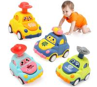 BelleStyle Petite Voiture Enfant 1 2 3 Ans, 4 Pièces Press and Go Jouet Voiture Jouet Friction pour Bebe 12 18 Mois, Véhicules Jeux Éducatifs Cadeau pour 1 2 3 Ans Enfant Garçons Filles