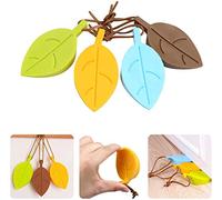 BELLESTYLE Silicone Porte Stopper, 4 Pcs Feuilles Style Dessin Animé Flexible Coin Fenêtre/Porte Arrêts avec Lanière pour Jardin de Bureau à Domicile