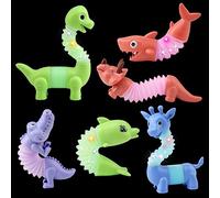 BelleStyle Tubes Lumineux,6 Pièces Mini Jouets Sensoriels de Tuyau Extensible, Animal Multicolore Anti-Stress Objet Fidget Toy Cadeau pour Enfants, Adultes, TDAH, Personnes Souffrant d’autisme