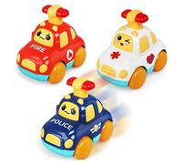 BelleStyle Voiture Jouet, Jouet Bebe 1 an, 3 Pièces Jouet à Friction Bébés Appuyez sur Le Bouton pour Glisser, Jouets de Motricité Cadeau pour Enfants Garçons Filles 1 2 3 4 Ans