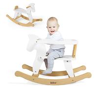 Belleur Cheval à Bascule en Bois pour bébé, Jouets à enfourcher en Bois pour Tout-Petits de 1 à 3 Ans, garçons et Filles, Animal à Bascule pour activités intérieures et extérieures, Anniversaire
