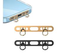BelleVive 2 pièces de languettes de Maintien en métal pour téléphone pour iPhone, Patch Pendentif pour téléphone avec 2 Anneaux, en Acier Inoxydable, Fin et Robuste, prévient la Chute et la Perte