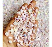 BelleVive 200 Pièces de Décorations d'Ongles d'Été en Résine, Motifs Océaniques, Strass, Coquillages, Étoiles de Mer, Décorations d'Ongles Laser Holographiques pour Femmes