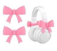 BelleVive 2er-Pack Accessoires pour écouteurs avec nœud Rose, Design 3D Mignon, Accessoires pour écouteurs coquets, Cadeau de Noël pour joueuses, streameuses