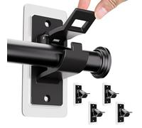 BelleVive 4 pièces Support Tringle à Rideaux sans perçage, Tringle à Rideaux autocollante, sans Trou, Crochet Multifonction pour Salle de Bain, Chambre, Noir