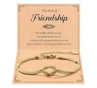 BelleVive Bracelets d'amitié, bracelet de nœud d'amour, en acier titane, chaîne de serpent, bracelet infini avec 1 carte ajustable, bijou en or cadeau pour femme, L, Plastique