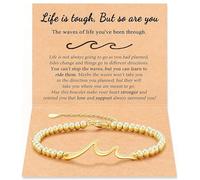 BelleVive Cadeaux Inspirants pour Femmes, Bracelet Doré avec Carte, À Travers les Vagues de la Vie, La Vie est Difficile mais Toi Aussi, Bracelet d'Encouragement, Bon Rétablissement, Cadeaux pour