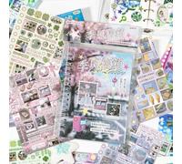 BelleVive Carnet d'Autocollants Japonais, 30 Feuilles d'Autocollants pour Journalisation & Scrapbooking, Brillants, Mats & texturés, sans découpe Halo, pour Tableaux de prières et de Vision