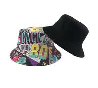 BelleVive Chapeau Bob Rétro Années 80 90 Style à la Mode Chapeau de Pêcheur Unisexe Réversible Chapeau de Soleil Double Face Casquette de Soleil Pliable Accessoires Années 90 80 pour Femmes Hommes