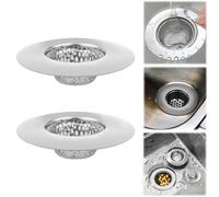 BelleVive Lot de 2 filtres pour évier de salle de bain - Attrape-cheveux en acier inoxydable pour canalisations de receveur de douche, lavabo de baignoire, bouchon de filtre de lavabo, 5,5 cm