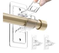 BelleVive Lot de 2 supports de tringle à rideaux autocollants sans perçage en PET - Crochets de tringle à rideaux réglables sans clous pour salon et salle de bain