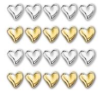 BelleVive Lot de 20 aimants décoratifs en forme de cœur pour réfrigérateur, tableau blanc, casier, forte adhérence, aimants décoratifs pour la maison, or + argent