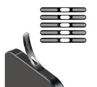 BelleVive Lot de 5 autocollants en maille anti-poussière pour iPhone 16 Pro/16 Pro Max, protection intégrée pour haut-parleur et port de charge, anti-poussière, écouteurs en maille filet noir
