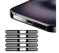 BelleVive Lot de 5 autocollants en maille anti-poussière pour iPhone 16 Pro/16 Pro Max, protection intégrée pour port de charge et haut-parleur, anti-poussière, en métal