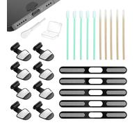 BelleVive Lot de 8 Bouchons Anti-poussière, Accessoire de téléphone pour iPhone 16 15 Plus/Pro Max, Cache USB-C, Nettoyeur de Port USB-C, Protection Haut-Parleur téléphonique, avec kit de Nettoyage,