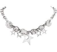 BelleVive Pendentif étoile argenté, collier chunky, tenue rave punk étoile Y2K, accessoire de bijoux, colliers, collier en acier inoxydable, bijoux esthétiques punk Y2K pour filles et femmes
